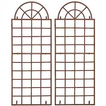 Set de 2 enrejados metálicos para plantas trepadoras con marco, color marrón antiguo