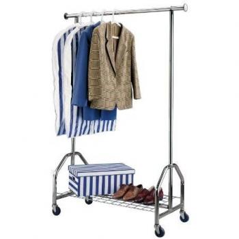 Wenko 4364810100 - Colgador para ropa con ruedas de acero cromado, soporta hasta 100 kg