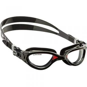 Cressi Flash Swim Goggles Gafas de Natación Premium para Adultos 100% Anti UV, Negro/Rojo, Talla Única