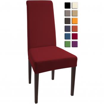 SCHEFFLER-Home Fundas Sillas de Comedor Elásticas Natalie – Set de 2 Elegantes Fundas Sillas Ajustables – Fundas para Sillas en Algodón con Banda Elástica, Burdeos