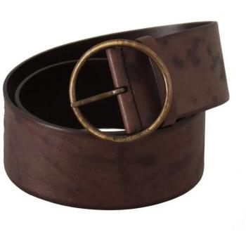 Dolce & Gabbana Dark Brown Wide Calf Leather Logo Round Buckle Belt - 90 cm / 36 Inches