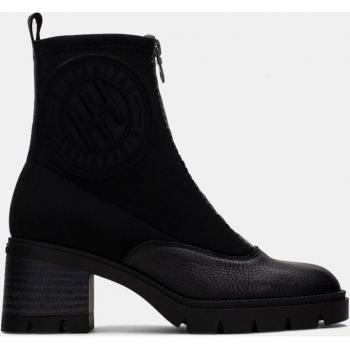 Hispanitas Hi233110 Everest Botines de Piel con Cremallera Frontal Logotipada y Tacón Bloque para Mujer, Color Negro, Talla 36
