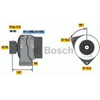 Alternador Bosch 0986046190 140A 14V para Saab 9-5 y 9-3