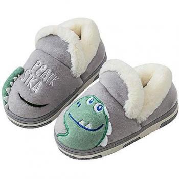 Zapatillas de Estar por Casa para Niños Niñas Pantuflas Invierno Casa Caliente Peluche de Zapatilla Slipper Interior Gris 18/19=25-26EU