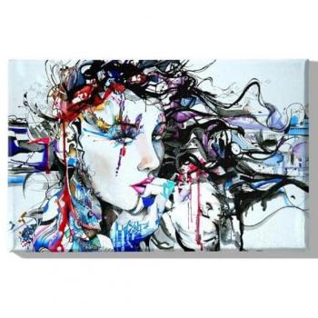 Impresión sobre Lienzo Mujer 3 Multicolor, Poliéster y Madera, 70x3x45 cm