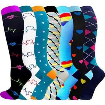 ACTINPUT 3/7 Pares Calcetines de compresión para Mujeres y Hombres 20-25 mmHg es el Mejor atlético, Correr,Escalar Montaña,Vuelo, Viajes, Enfermeras, Edema