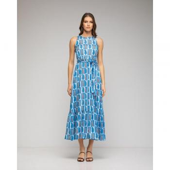 Vestido Midi Niza Sin Mangas con Diseño Gráfico Elegante