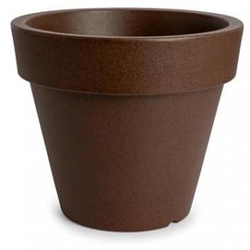 Maceta Redonda Theone 11L en Resina de Polietileno Color Bronce, Apta para Interior y Exterior