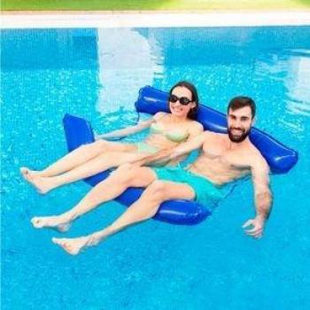 Hamaca hinchable Twolok InnovaGoods 4 en 1 doble +8A azul