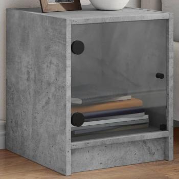 Mesitas de noche con puertas de vidrio 2 unidades 35x37x42 cm Blanco, Negro, Roble Sonoma - VidaXL