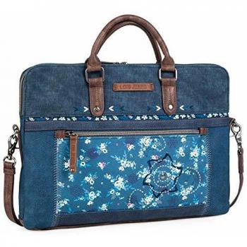 Lois - Maletín portatil 15.6 Pulgadas. Cartera. Bolso Mensajero 15. Portadocumentos de Mujer. Lona Denim y Polipiel. Elegante Resistente y Práctica. Calidad y Diseño. 304337, Color Azul