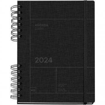 Agenda Miquelrius 2024 Basic negro con diseño de Back To Basics y página por día