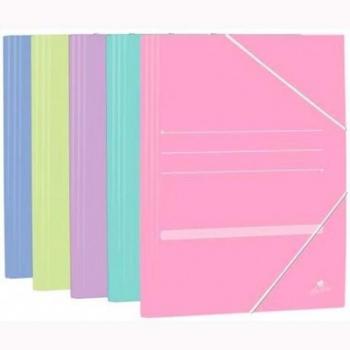 Carpeta con solapas de cartón folio Mariola 500g/m² con gomas y 3 solapas en colores pastel surtidos