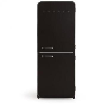 Frigorífico Combi Retro 401L No Frost Negro 185cm con 3 Estantes y 2 Cajones