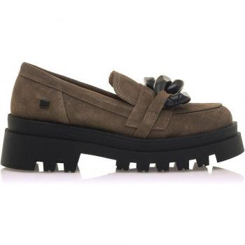 Mustang Kelly Mocasines Mujer Piel Marrón, Detalle Metálico, Tacón 5.5cm, Sin Cierre, Punta Redonda