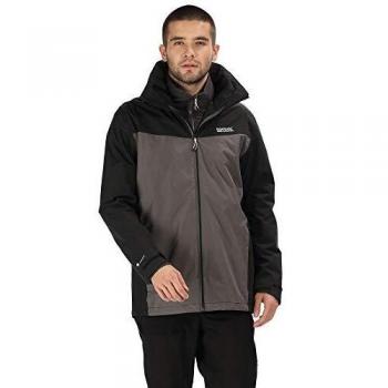 Regatta Telmar III 3-In-1 Chaqueta 3 en 1 impermeable, forrada, con capucha y costuras selladas 3 In 1S, Hombre, Black/Magnet, XL