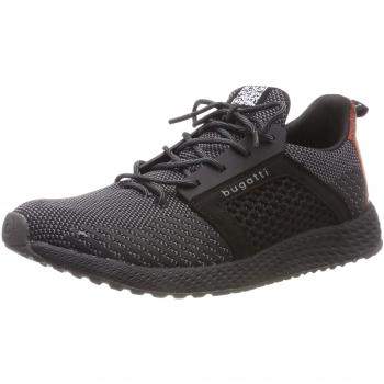 Bugatti Java II Low-Top Sneakers for Men, Black Textile with Removable Insole