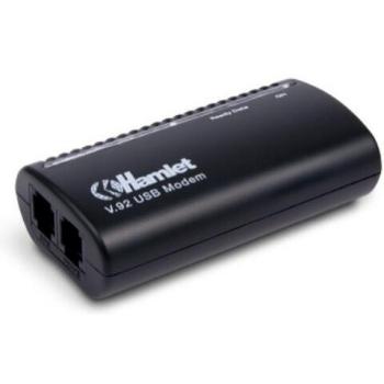 Hamlet HV92USB2 - Módem (USB, 56 Kbit/s, DTMF, RJ45), color negro
