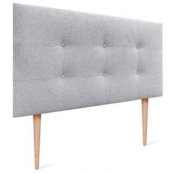 Cabecero Acolchado Capitone 90x115cm Tapizado en Tela Acualine Gris Perla con Grosor de 8cm y Patas para Camas 70/80/90