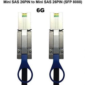 GLOTRENDS 28AWG External Mini SAS 26-Pin SFF-8088 Male to Mini SAS 26-Pin SFF-8088 Male Cable