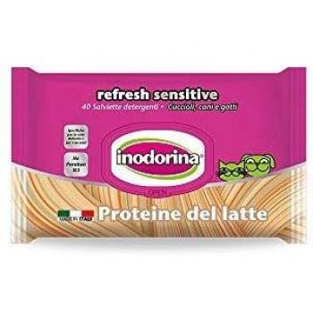 Inodorina Toallitas limpiadoras Perros y Gatos - Sensitive proteína de Leche 40 unid