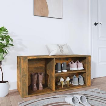 Zapatero de Madera Contrachapada VidaXL - Estante para Entrada y Pasillo, Color Blanco Brillante, Gris Sonoma, 100x35x45 cm, Marrón (Roble Ahumado)