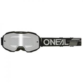 O'Neal Gafas de Cross B-10 Solid Negro-Espejo Plateado, gafas de motocross unisex, lente resistente a los arañazos con tratamiento antivaho, 100% protección UV, color negro plate
