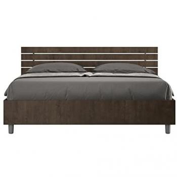 Cama matrimonial 160x200 con somier de láminas y cabecero inclinado de nogal Ankel