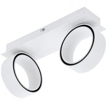 Foco LED Albariza de 2 luces en metal blanco y cromo, lámpara de techo para salón, cocina y pasillo