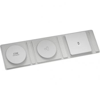 Base de carga plegable portátil de cuero con Magsafe 15W + Qi 5W + SmartWatch 3W