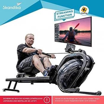 Máquina de Remo Skandika Nemo IV - Resistencia al Agua Regulable, Doble Carril, Calidad de Estudio, Soporte para Tablet, Aprobada por TÜV Süd