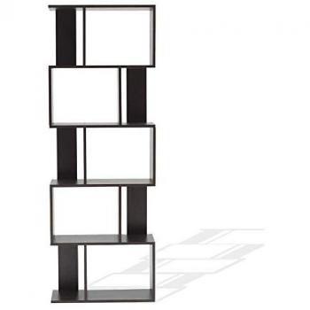 Librería Mobili Rebecca con 5 estantes de MDF color wengué, dimensiones 172,5x60x24,5 cm