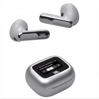 Auriculares True Wireless JBL Live Flex 3 con cancelación de ruido, diseño Open Stick y audio de alta resolución, Plata