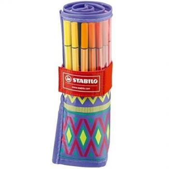 STABILO Pen 68 - Rotulador premium - Estuche de tela rollerset edición limitada Festival Spirit con 25 colores