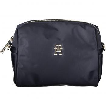Chic Blue Crossbody Bag with Logo and Contrasting Details