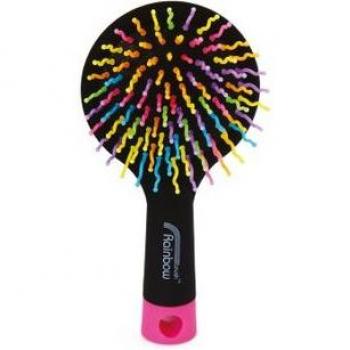 Rainbow Brush Classic M Negro - Cepillo para cabello con espejo trasero, brillo y suavidad