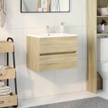 Armario de lavabo contrachapada roble Sonoma 60x38,5x45 cm Marrón