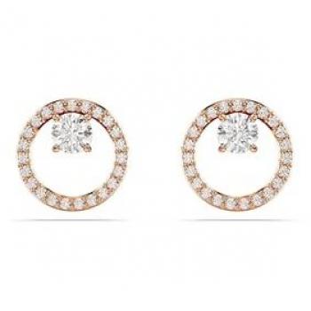 Swarovski Constella Rose-Gold Round Crystal Stud Earrings