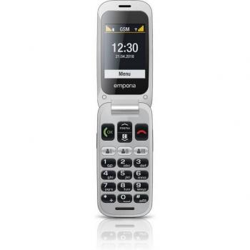 Teléfono móvil Emporia ONE V200i para mayores, con pantalla de 2.4, cámara de 2 Mpx, diseño tipo flip y botón SOS, color gris