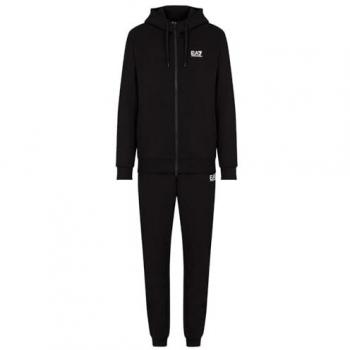 Men's EA7 Emporio Armani Core Identity Black Tracksuit with White Logo - Size: 33/32/32