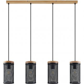 Lámpara colgante moderna Lindby Kiriya de 4 luces en marrón, fabricada en madera, para salón y comedor, con casquillos E27