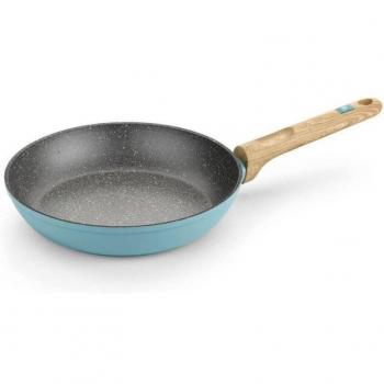 Sartén BRA Nordik de Aluminio Forjado, 22cm, con Revestimiento Antiadherente, Apta para Inducción y Mango Imitación Madera