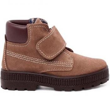 Botines de piel para niños con cierre adherente y suela track