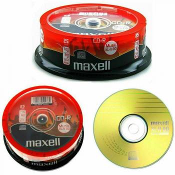 Maxell CD-R Audio 80 Minutos 700 MB XL-II - Paquete de 25 Discos Grabables