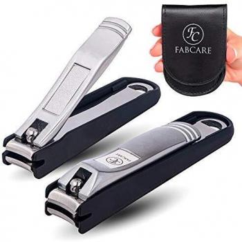 Set de cortauñas FABCARE con atrapauñas y lima integrada - incluye funda y libro electrónico - extra afilado & duradero - Cortauñas para manicura & pedicura