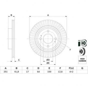 Disco de freno BOSCH 0 986 479 F14, ventilado, altamente carbonizado, certificación ECE-R90, incluye 1 pieza