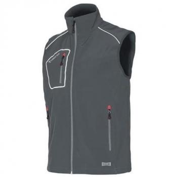 Chaleco Softshell ISSA LINE Snappy Gris Talla L 04509 con tres bolsillos externos y un práctico bolsillo