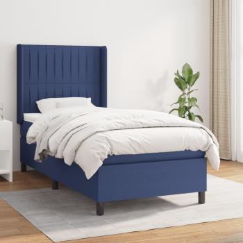 Cama box spring con colchón tela azul 90x190 cm Vidaxl Azul