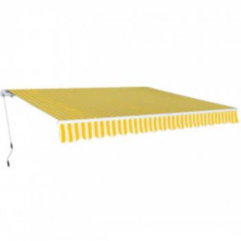 Toldo manual plegable 600 cm amarillo y blanco
