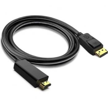 Cable DisplayPort a HDMI 1.8m Negro 4K x 2K Full HD 2160p Conector Macho para Monitor, Proyector y TV